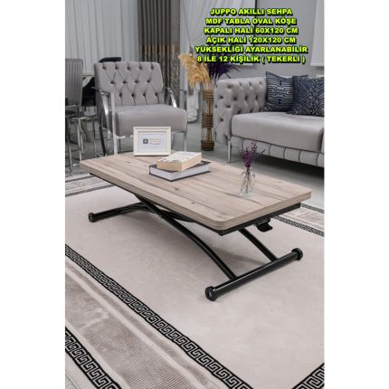Sehpam Akıllı Akıllı Sehpa Juppo Üst Tabla Mdf Floransa Oval Köşe Alt Ayak Siyah Dışa K