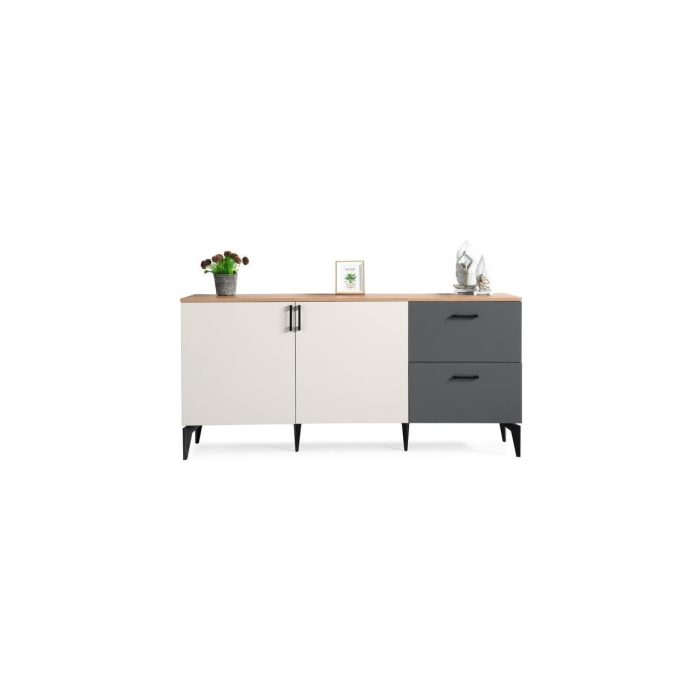 Sivas Gözde Mobilya Gökçe 2 Kapaklı 2 Çekmeceli Konsol Büfe 180X45X85.5