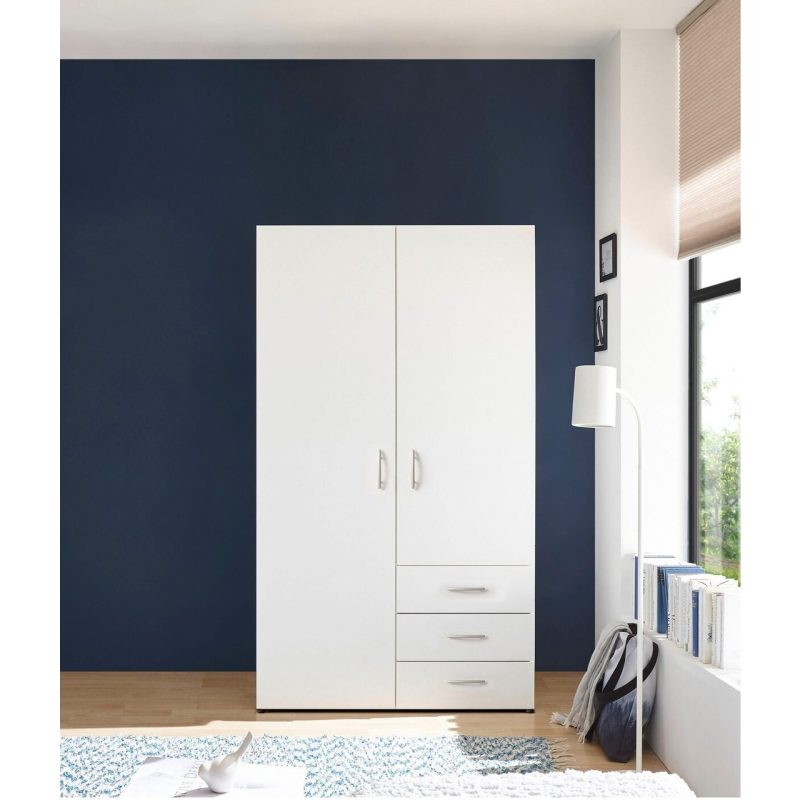 T Designo Akasya Giyinme Dolabı – Çok Amaçlı Dolap – Gardırop 100 Cm-2 Kapaklı-3 Çekmeceli