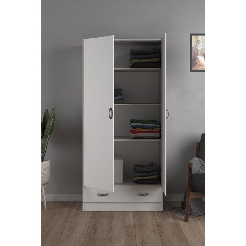 T Designo Aysu  Giyinme Dolabı – Çok Amaçlı Dolap – Gardırop 80 Cm-2 Kapaklı-1 Çekmeceli