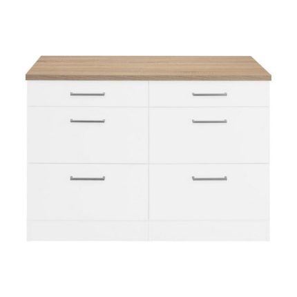 T Designo Tdesigno Ares Mutfak 6 Çekmeceli Alt Modül 120 cm Beyaz Tezgah Dahil