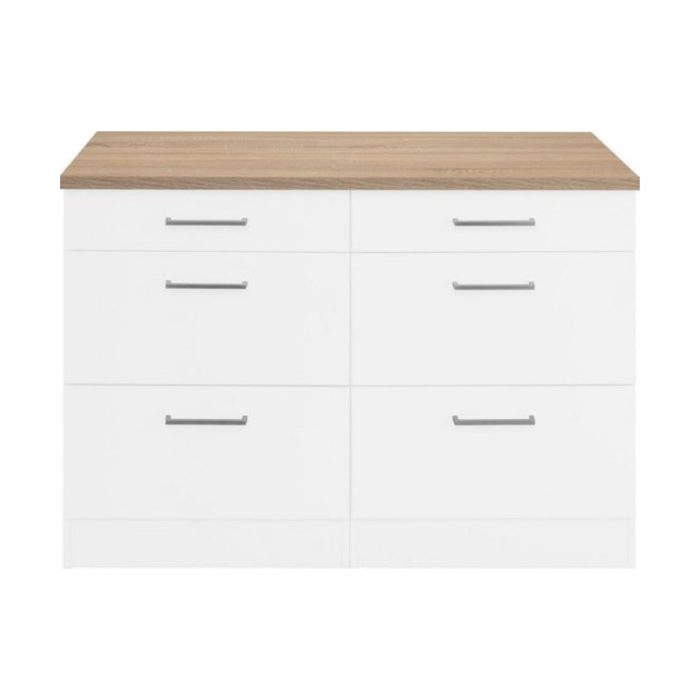T Designo Tdesigno Ares Mutfak 6 Çekmeceli Alt Modül 120 cm Beyaz Tezgah Dahil