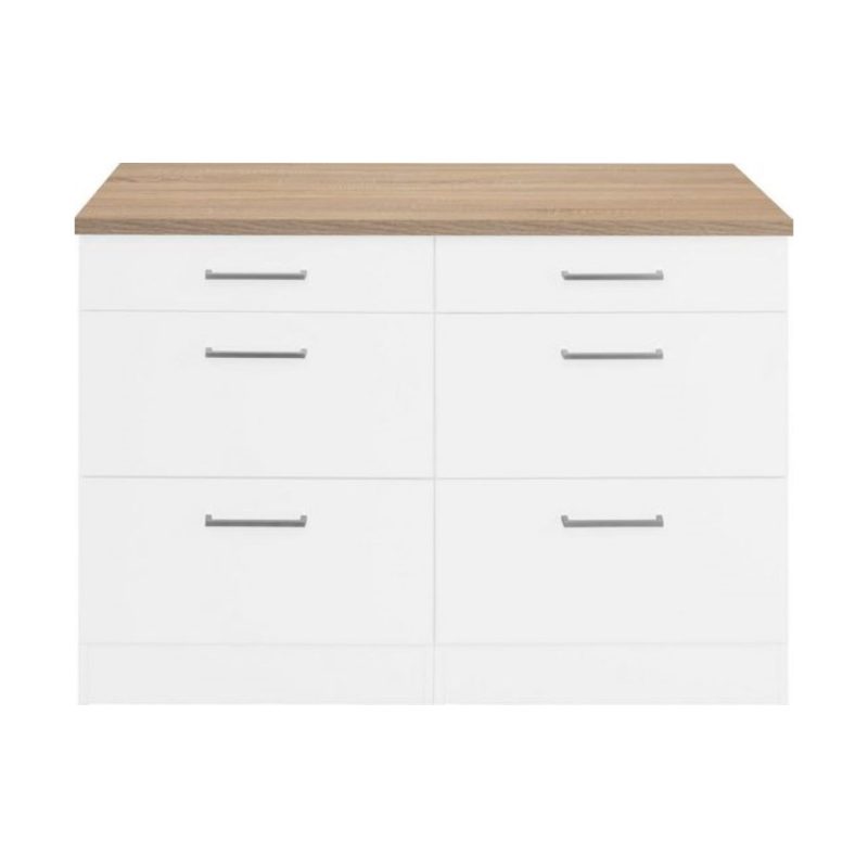 T Designo Tdesigno Ares Mutfak 6 Çekmeceli Alt Modül 120 cm Beyaz Tezgah Dahil