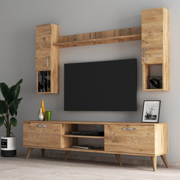 Tanmob Mega 180 Lik Kapaklı Raflı Tv Ünitesi  – TVU0202