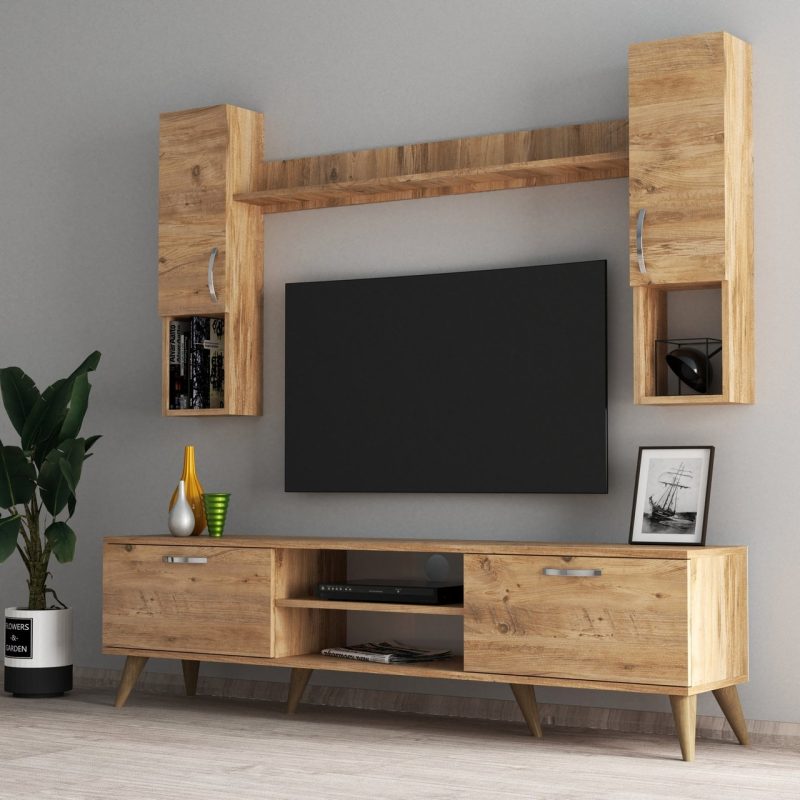 Tanmob Mega 180 Lik Kapaklı Raflı Tv Ünitesi  – TVU0202