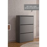 Tekno Trust Modern AE-1078 Vizyon Ayakkabılık Duvara Monte Edilebilir, Antrasit Düşer Kapak, 3 Kapaklı, 6 Raflı