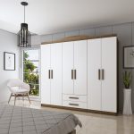 Ucuz Al Liza 6 Kapaklı 2 Çekmceli Gardırop – Atlantik Çam/ Beyaz