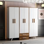 Ucuz Al Sera 6 Kapaklı 2 Çekmeceli Gardırop – Atlantik Çam / Beyaz