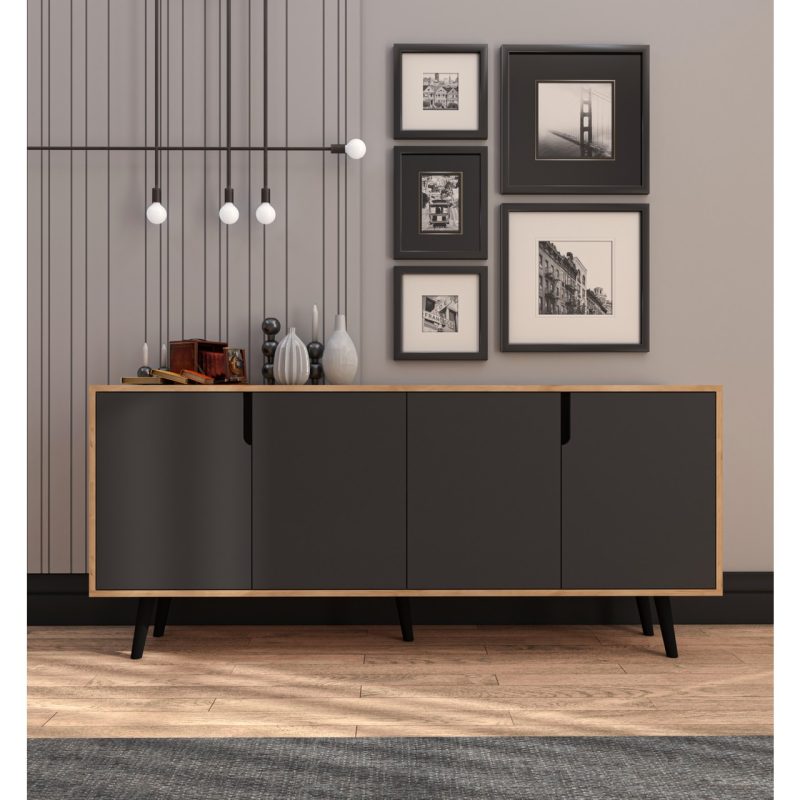 VM VERTEX MOBİLYA Latina Modern Konsol 180 cm Safir Meşe – Antrasit