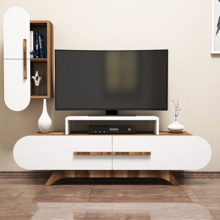 Variant Rose Duvar Raflı Tv Ünitesi Ceviz-Beyaz