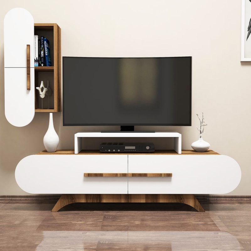 Variant Rose Duvar Raflı Tv Ünitesi Ceviz-Beyaz