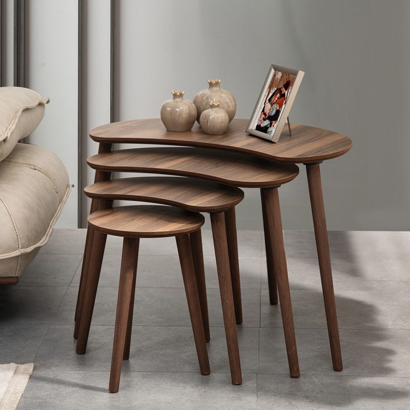 Vovvahome Moon 4lü Mdf Ahşap Zigon Sehpa – Ceviz