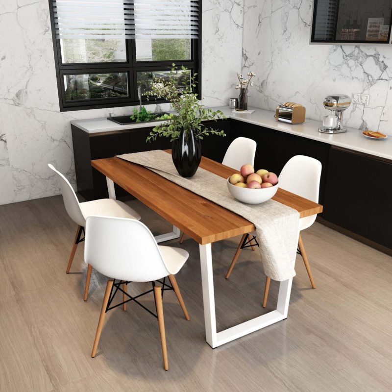 Woodesk Hayal Masif Tik Renk 140×70 Sandalyeli Masa Takımı CPT7329-140