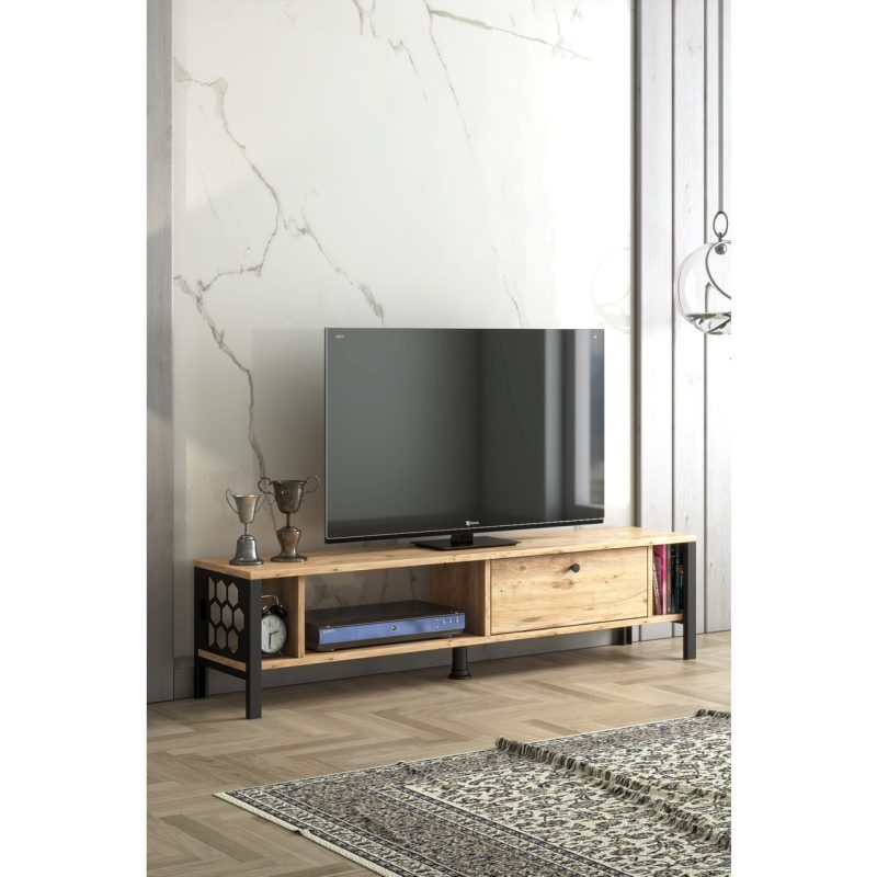 Wood’n Love Defne Tv Ünitesi  Atlantik Çam  Siyah