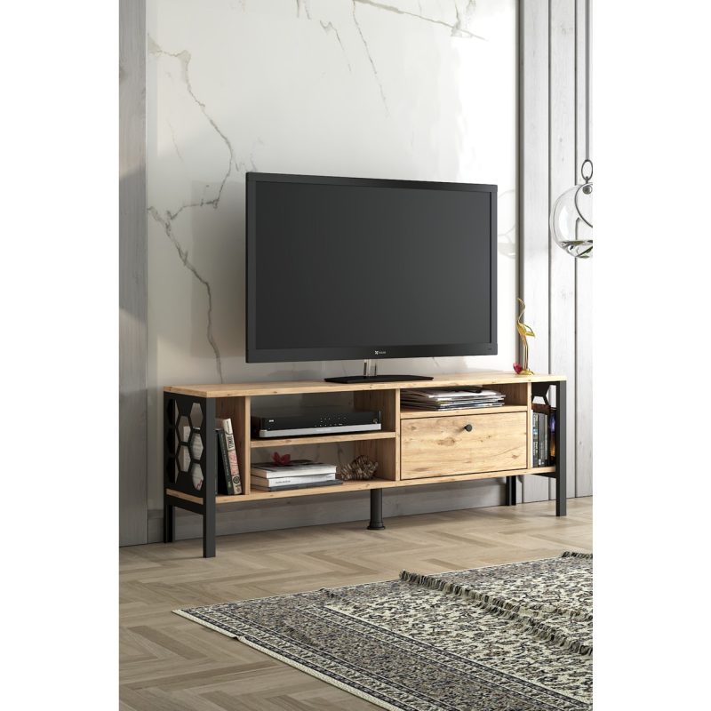 Wood’n Love Hera Tv Ünitesi – Atlantik Çam / Siyah