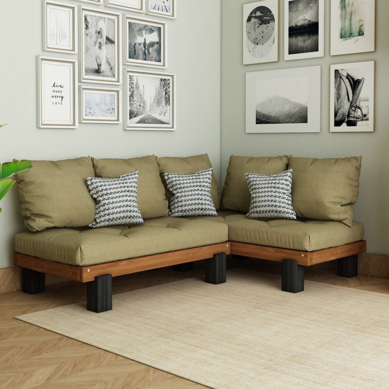 Woodwork Antalya Ahşap Teak Camel Renk Sedir Köşe Takımı 190X120 cm