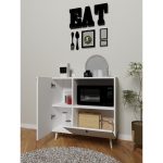 dolapmodellericom Mikrodalga Dolabı Mini Fırın Dolabı Bölmeli Raflı Beyaz