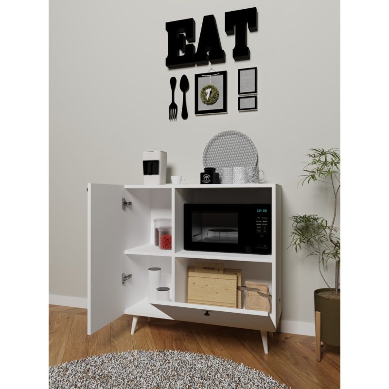 dolapmodellericom Mikrodalga Dolabı Mini Fırın Dolabı Bölmeli Raflı Beyaz